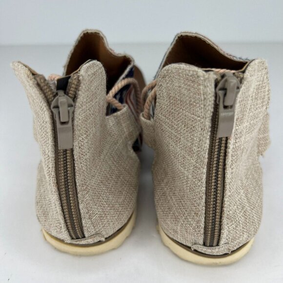 Womens Round Clip Toe American Flag Back Zip Denim Synthetic Size 7 Flat Sandals - Picture 5 of 8